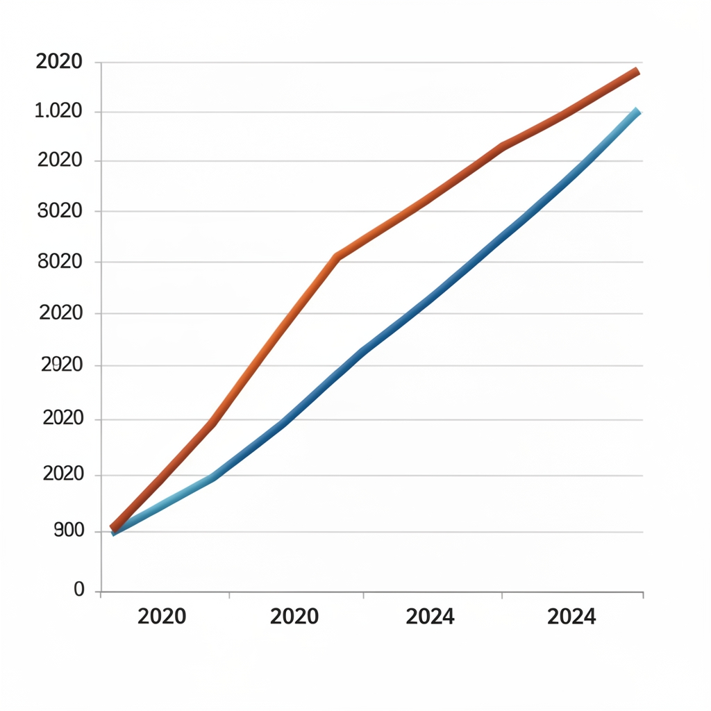 Grafički prikaz kretanja stope inflacije u Europskoj uniji od 2020. do 2024. godine, linijski dijagram s naglašenim vrhom 2022. i postupnim padom